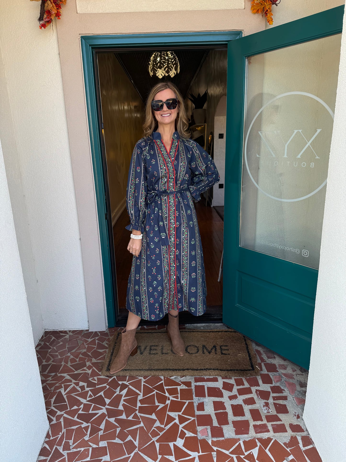 Mix Floral Stripe Maxi Dress