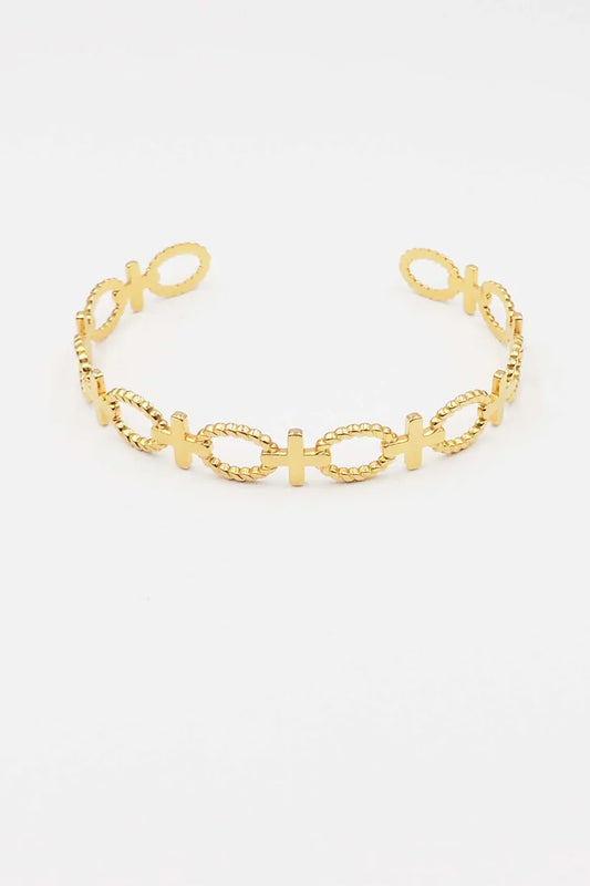 Stainless Steel Open Oval Bar Cuff Bracelet