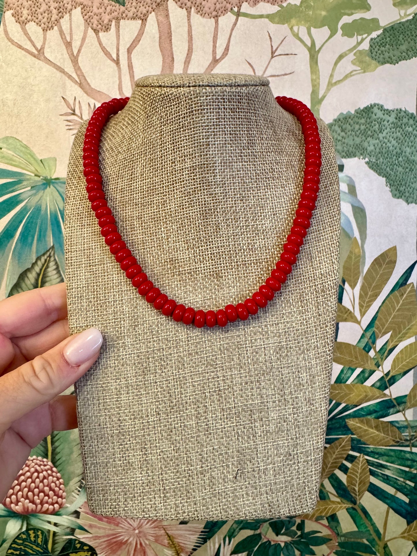 Red Candy Bead Necklace - Cherry Laurel Design