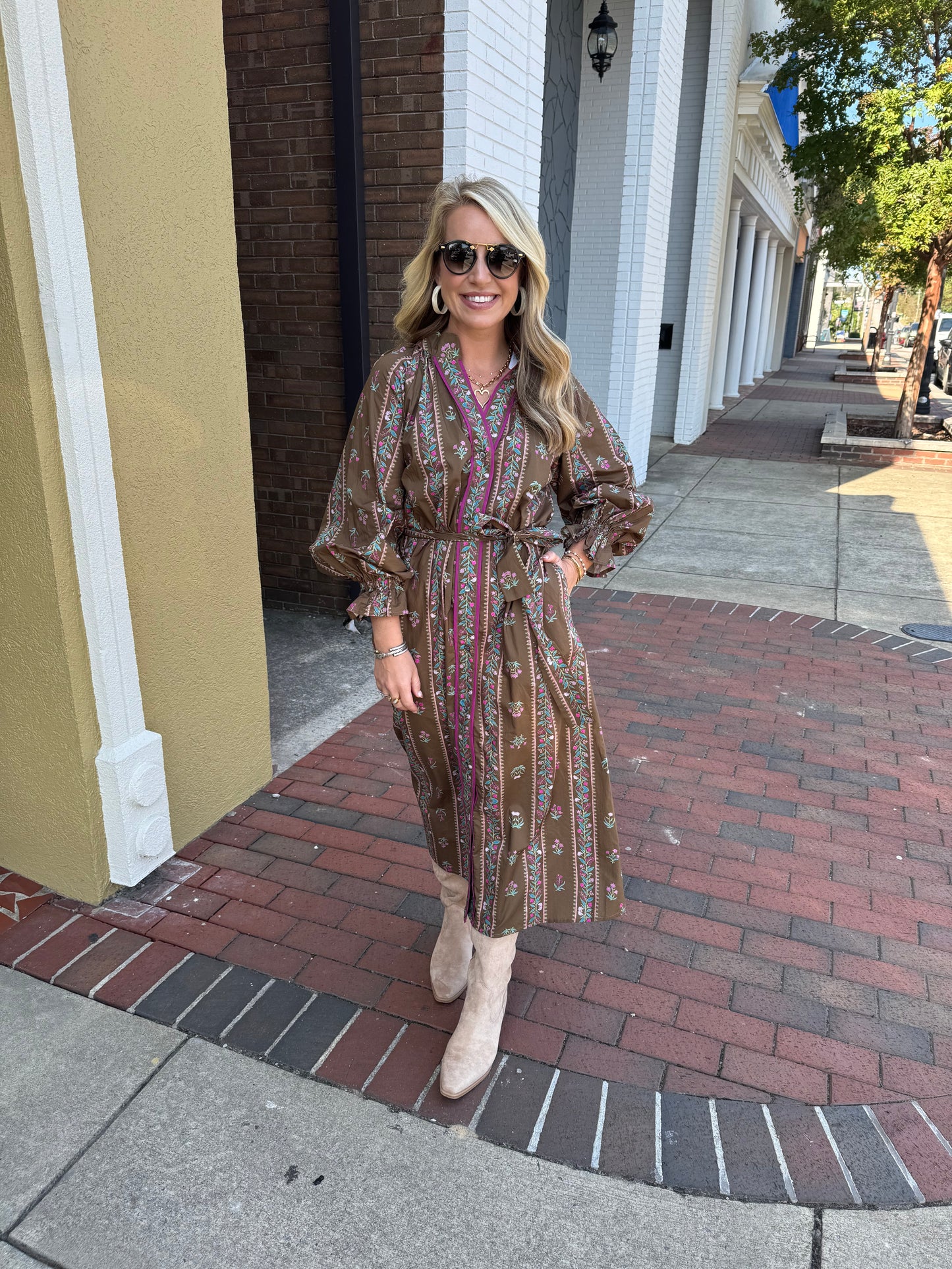 Mix Floral Stripe Maxi Dress