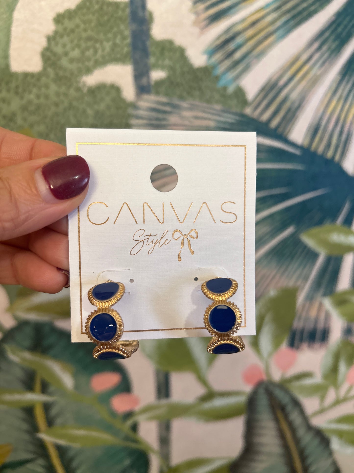Bianca Fluted Enamel Disc Hoop Earrings