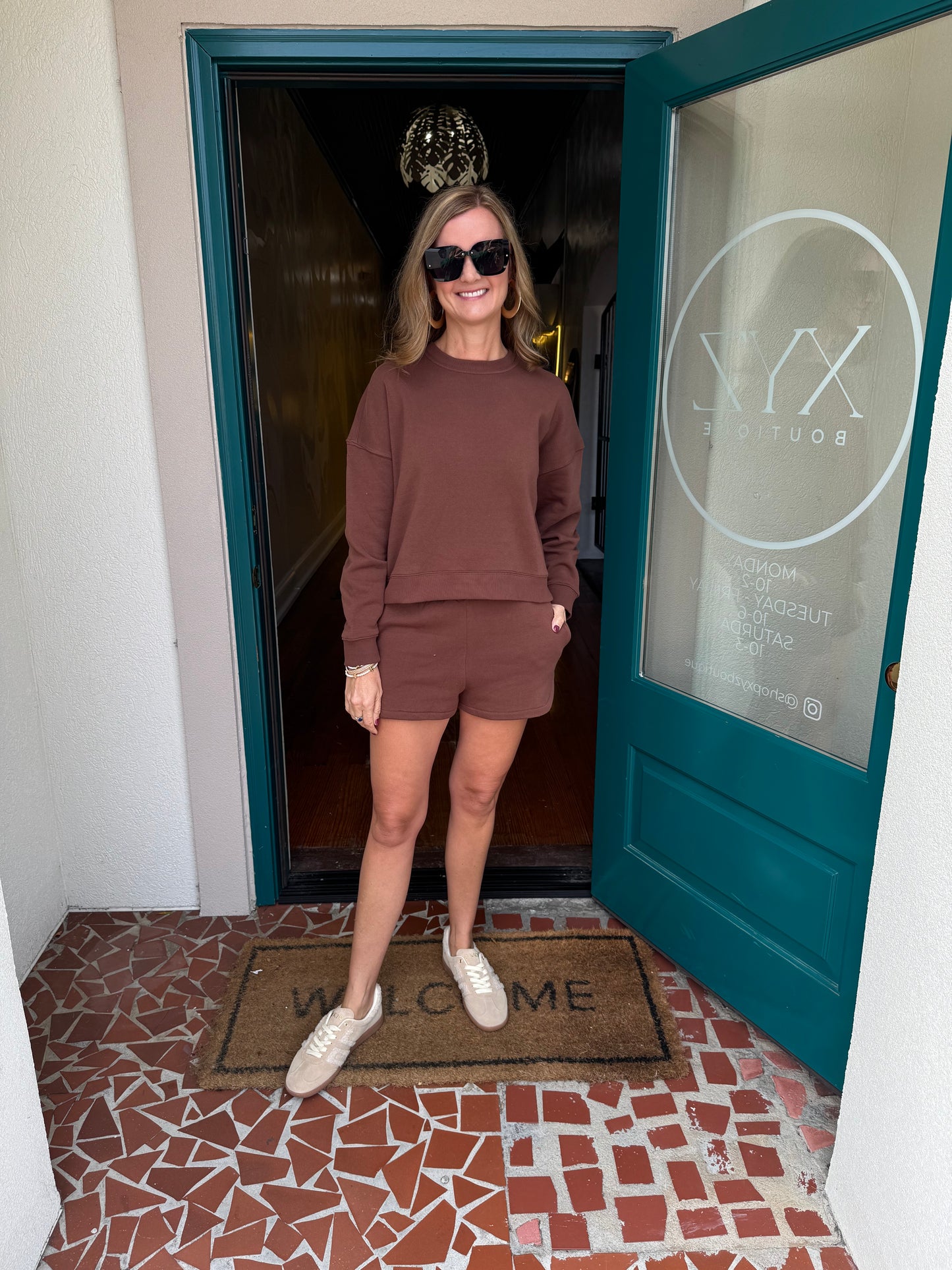 Long Sleeve Sweatshirt Shorts Set-Saturday Steal