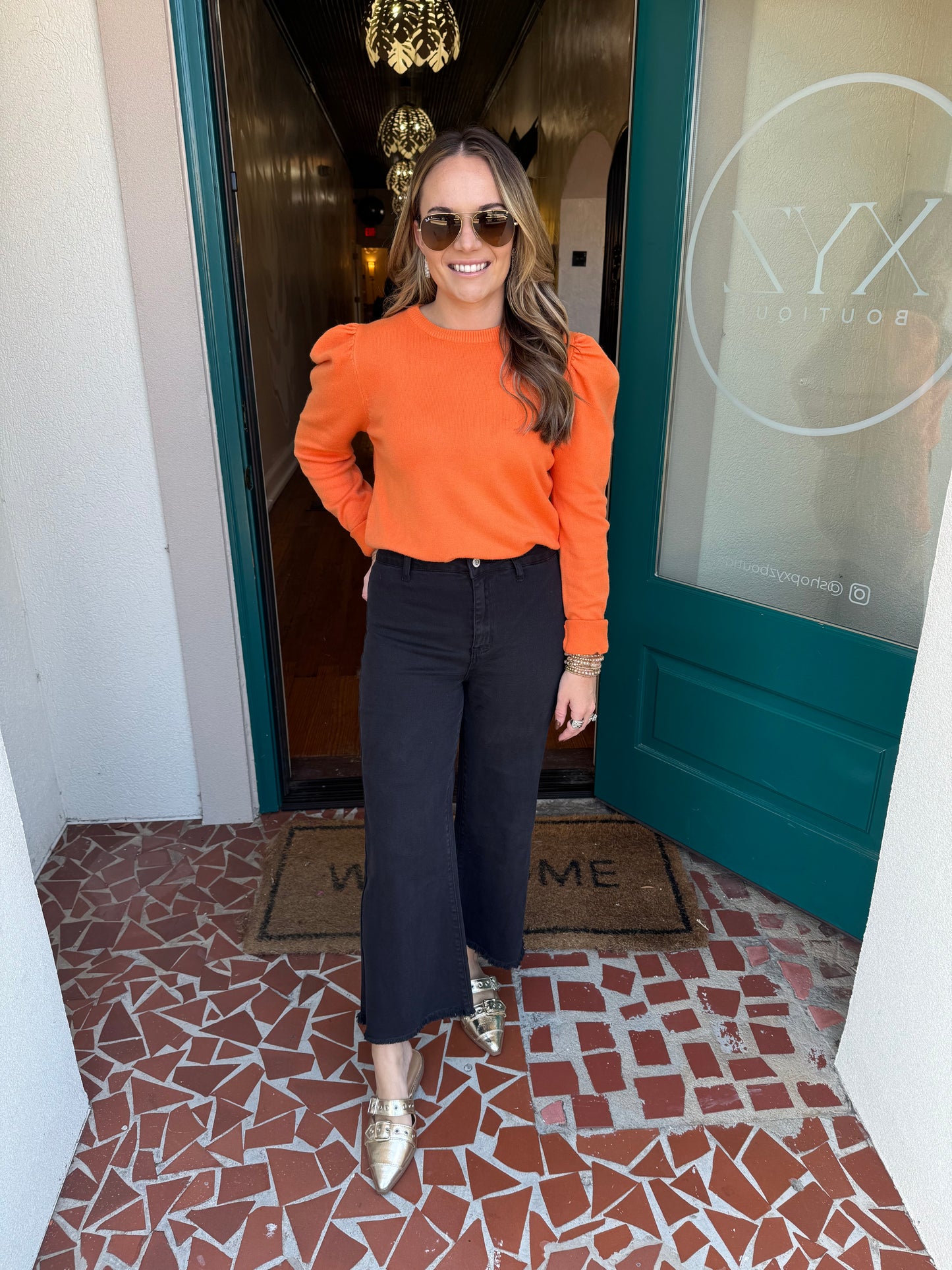 Ally Black High Waisted Straight Frayed Hem