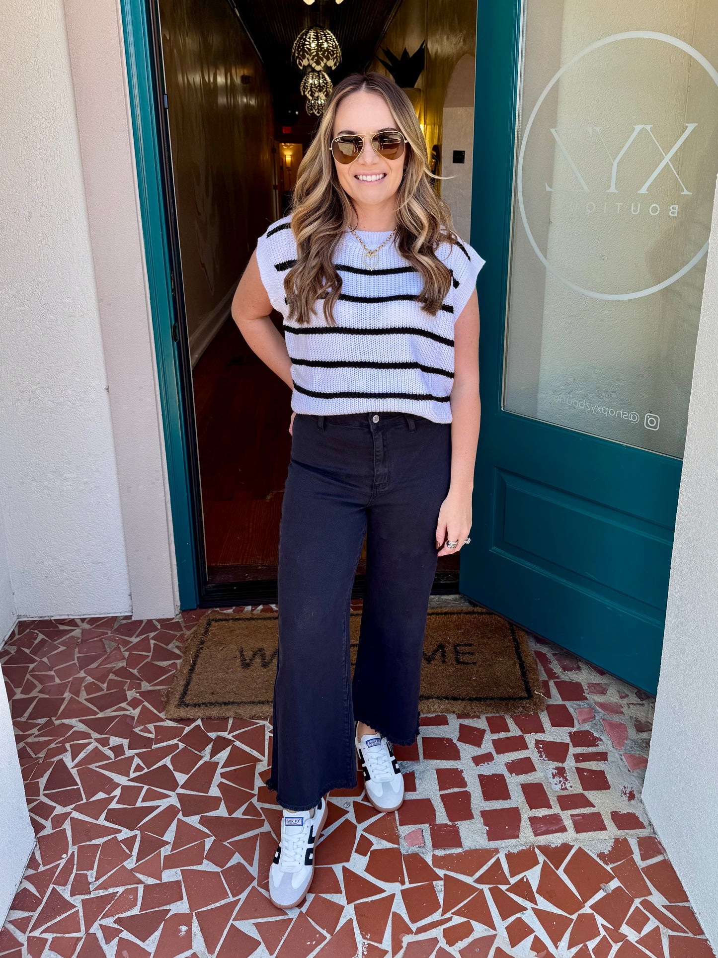 Ally Black High Waisted Straight Frayed Hem