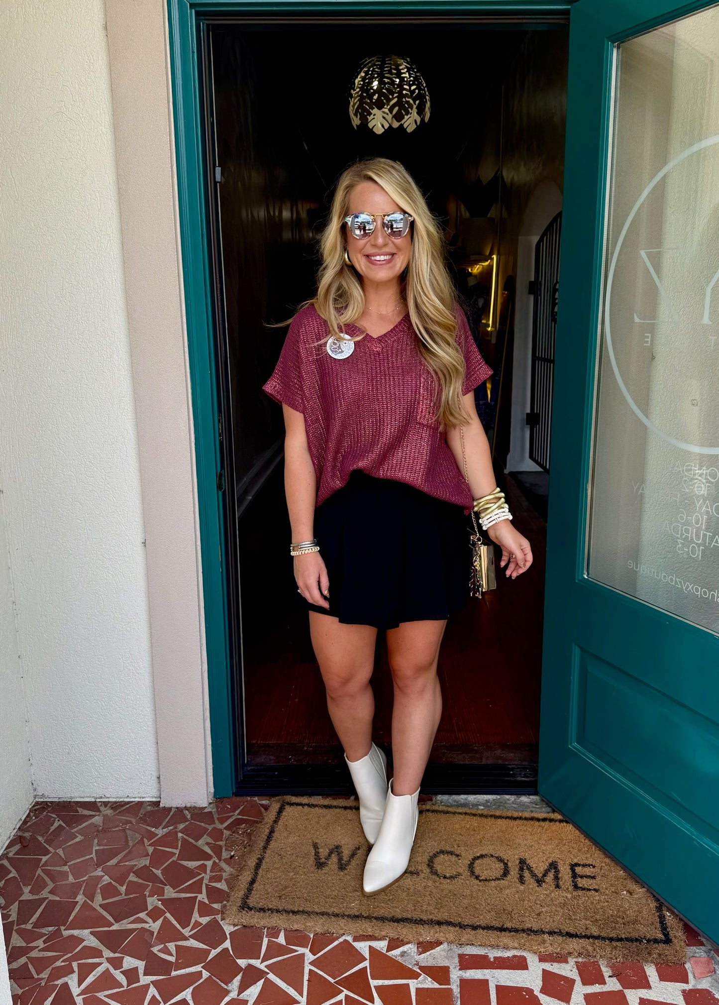 Metallic Short Sleeve Top