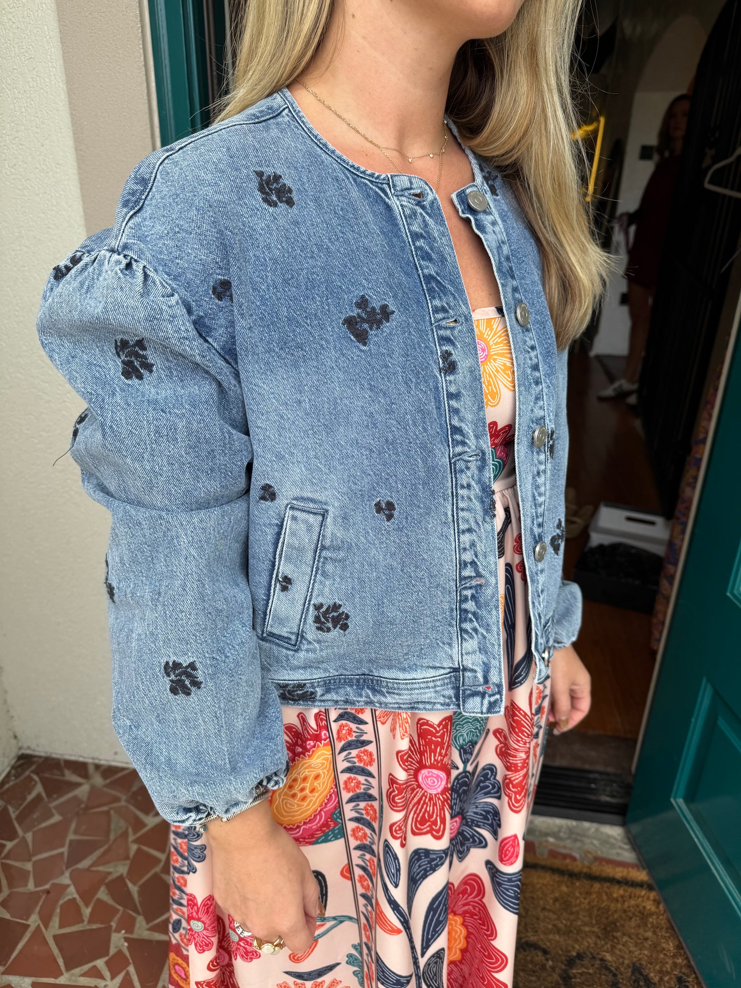 Floral Embroidered Denim Jacket