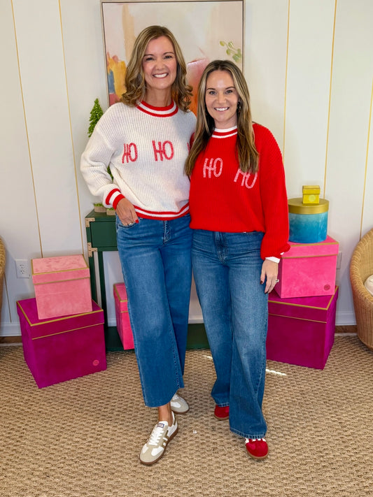 Ho Ho Ho Crew Neck Knit Pullover Sweater