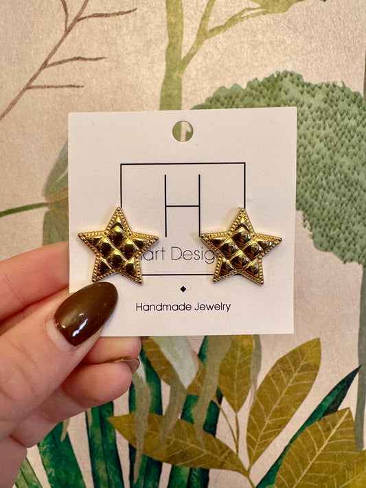 Textured Star Earrings