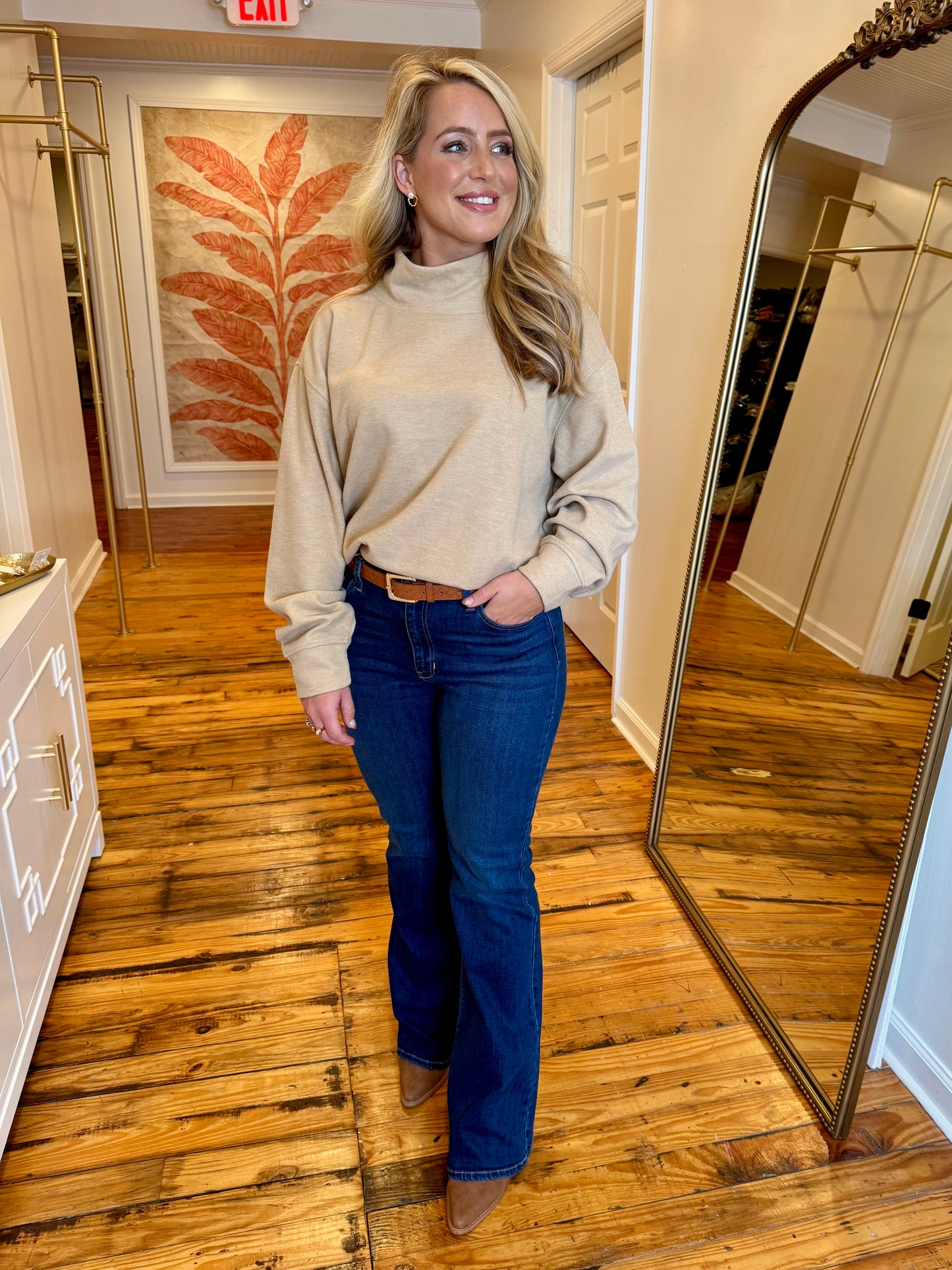 Mock Neck Pullover-Sunday Steal