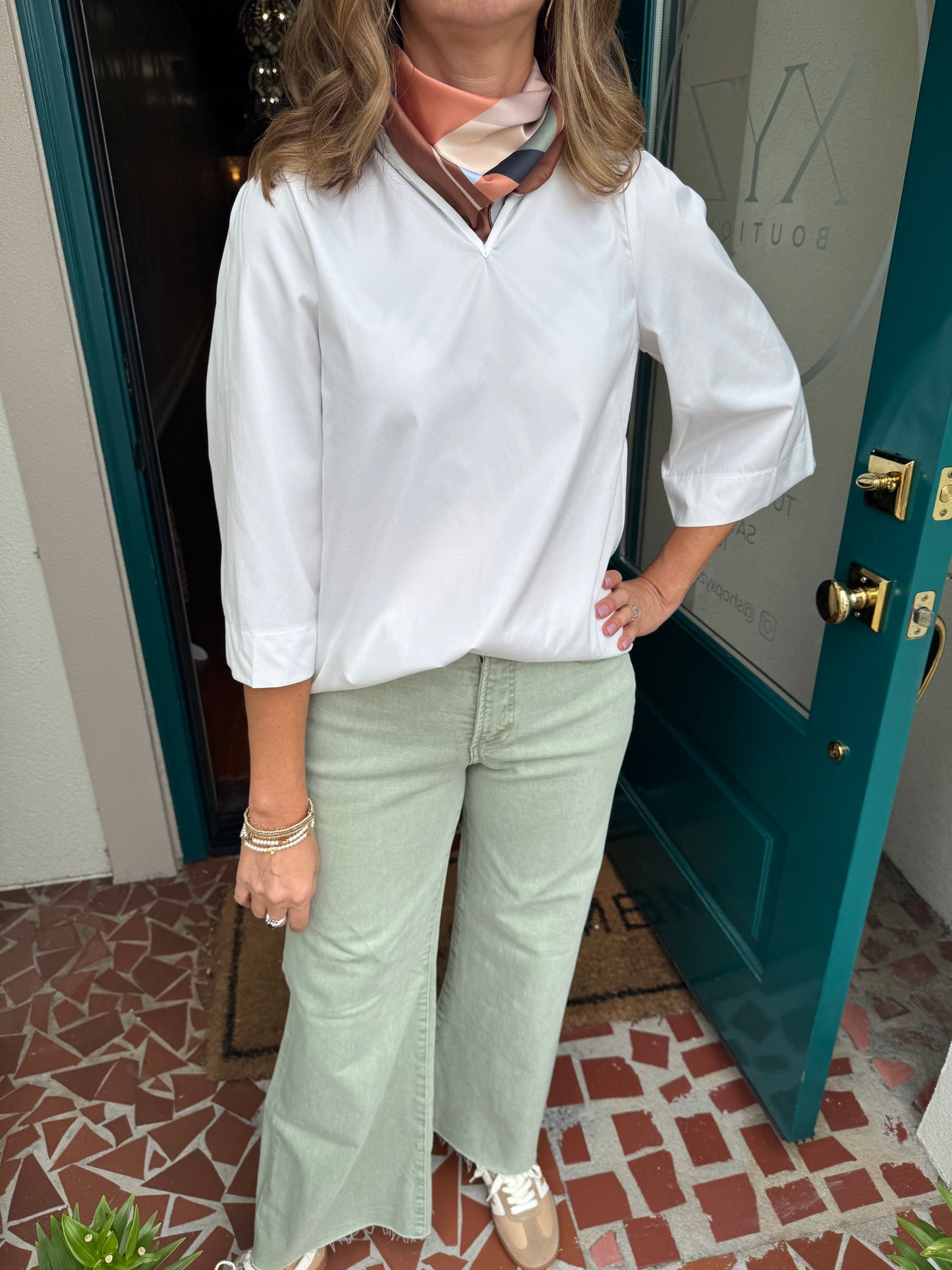 White Ruffled Neck Blouse