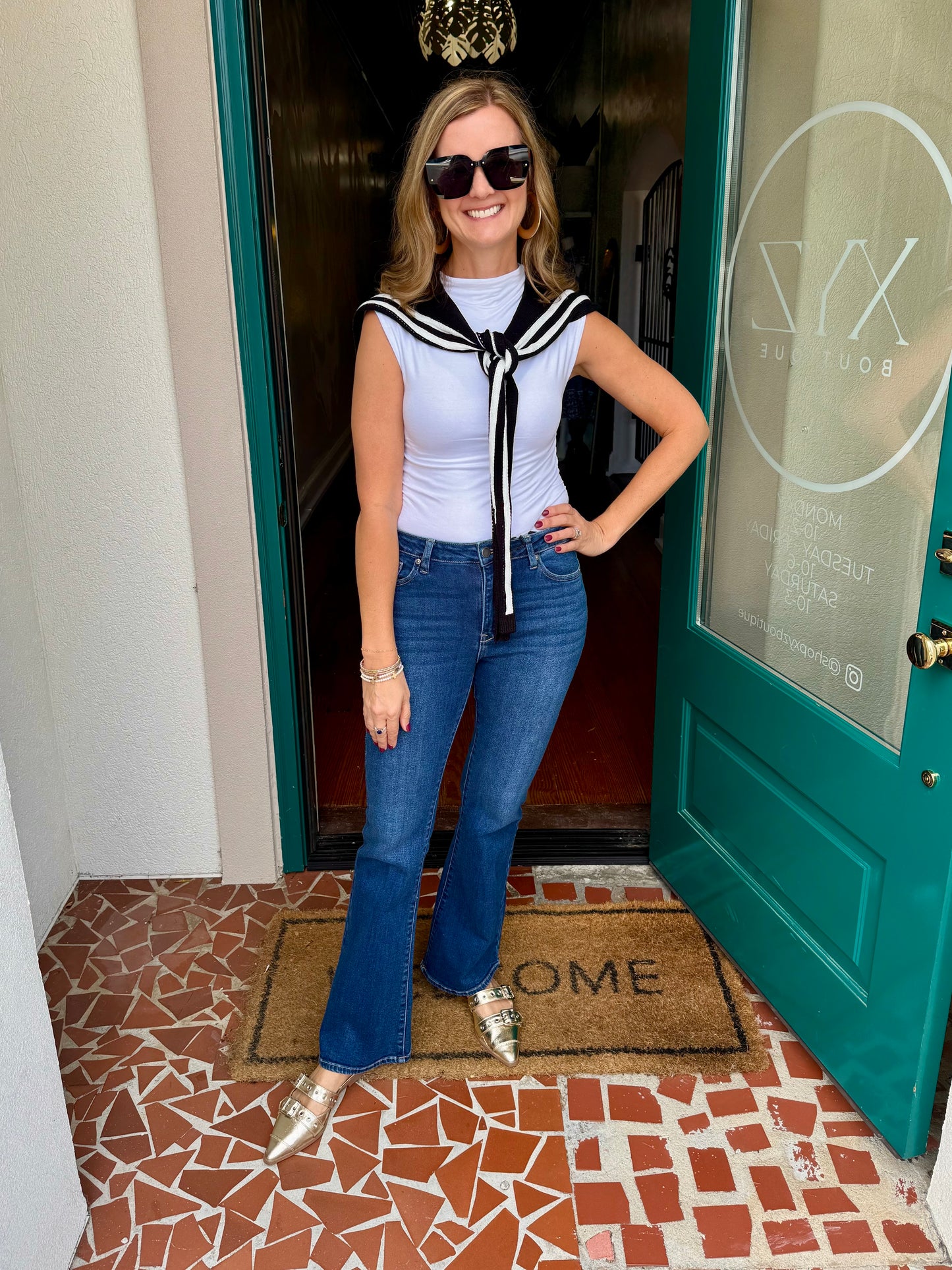 Rectangle Trim Sweater Shrug