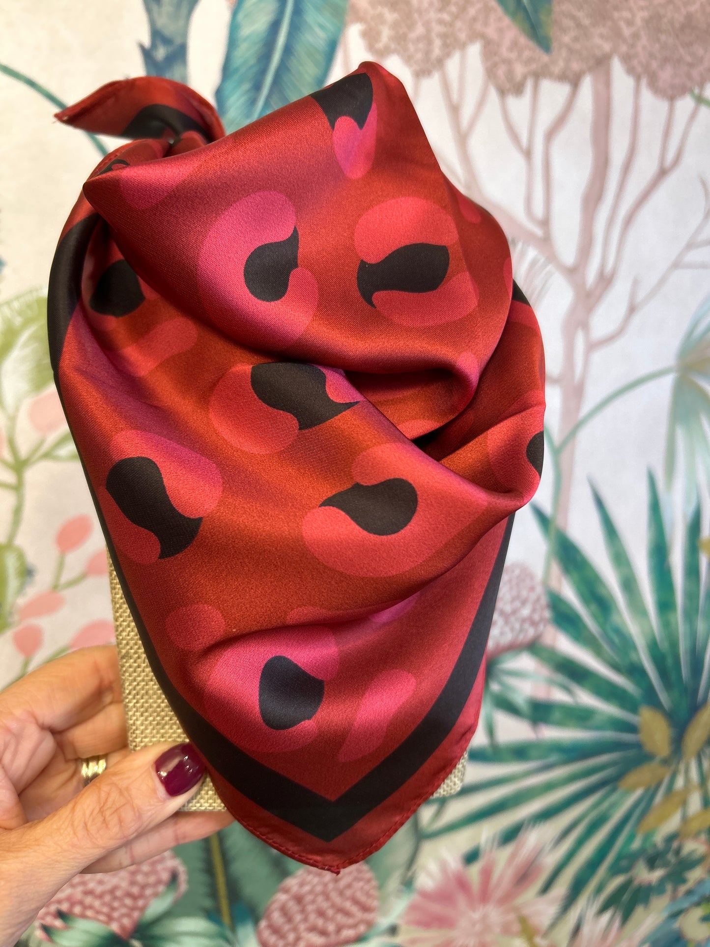 Black & Garnet Animal Print Game Day Scarf