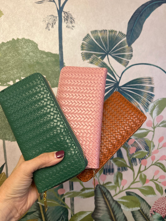 Vegan Leather Weave Detail Wallet
