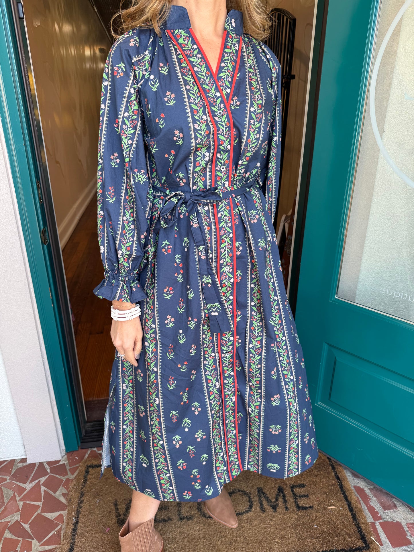 Mix Floral Stripe Maxi Dress