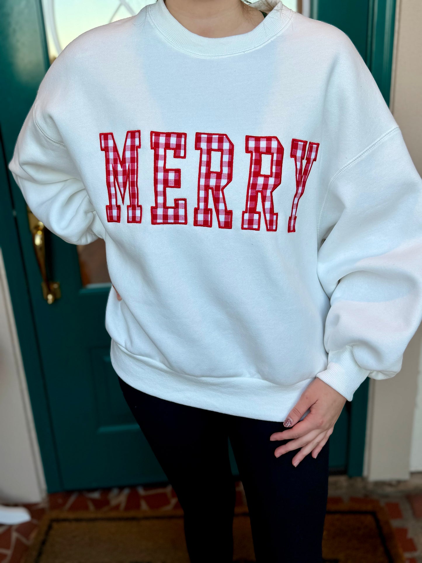 Merry Gingham Crew Neck Sweatshirt