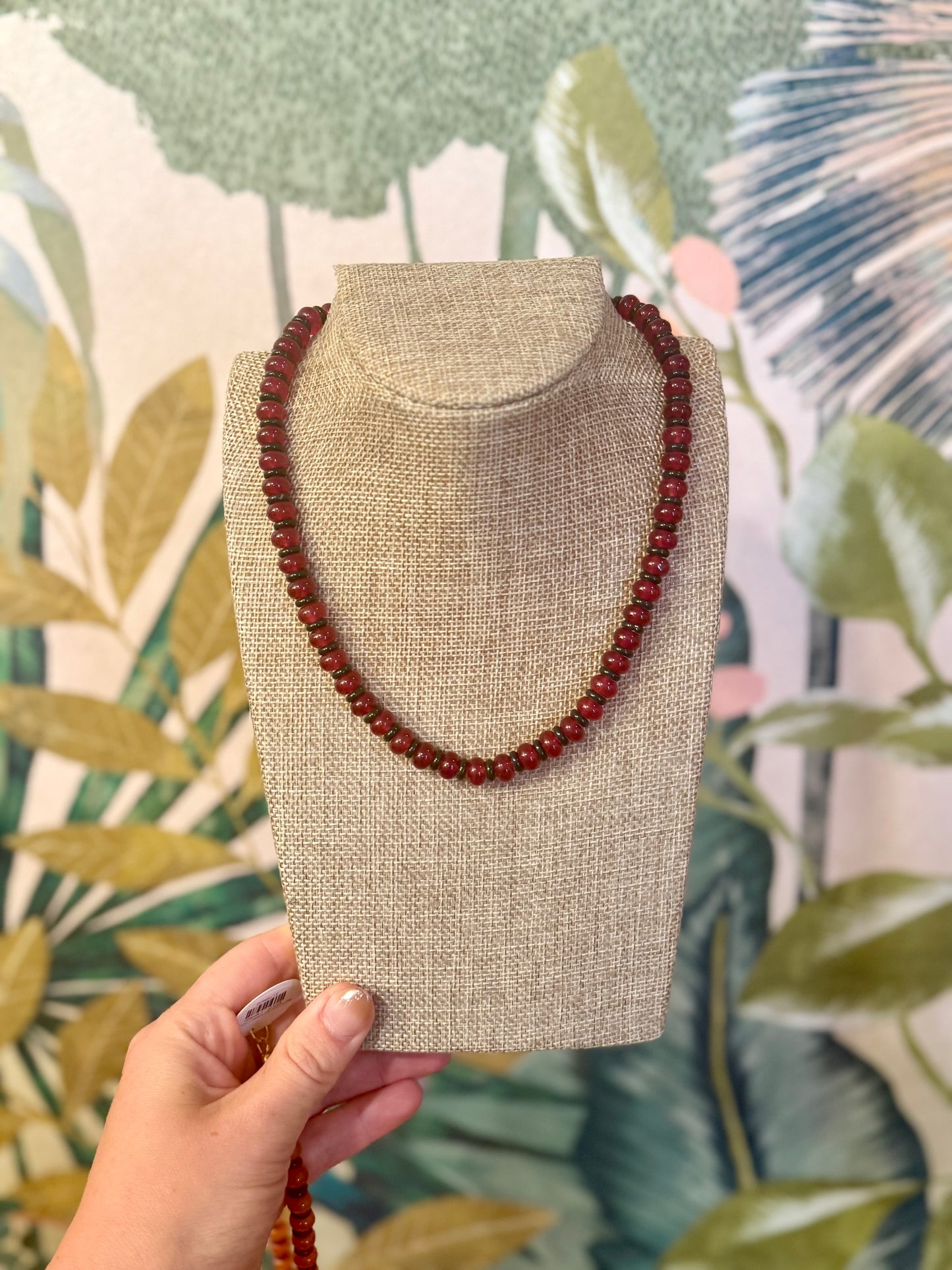Collegiate Candy Bead Necklace - Cherry Laurel Design