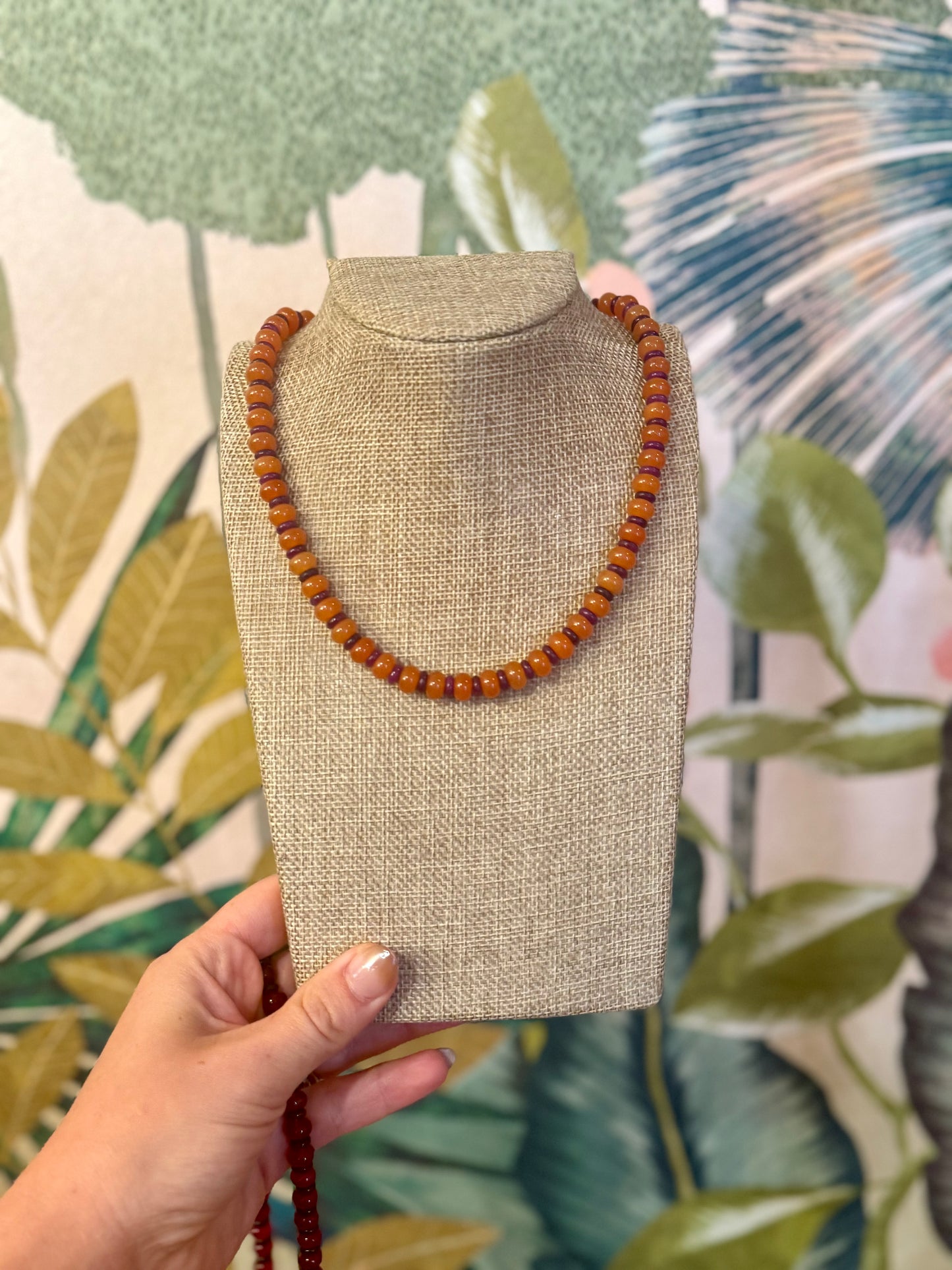 Collegiate Candy Bead Necklace - Cherry Laurel Design