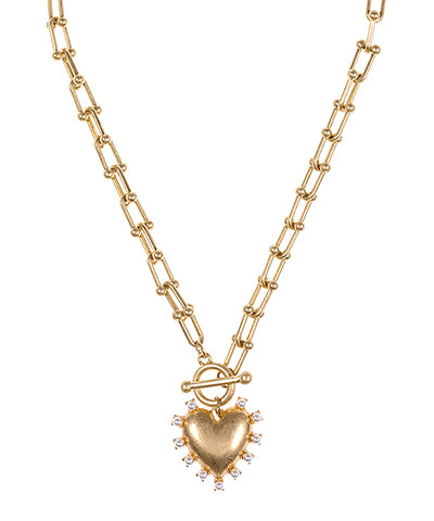Vintage Heart Studded Necklace
