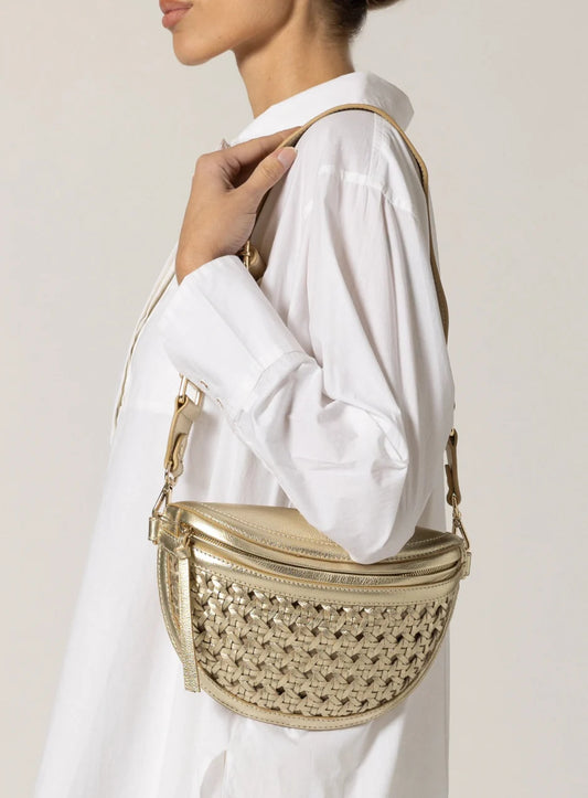 Gold Doris Weave Fanny Pack- Cleobella