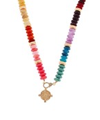 Multicolored Gold Medallion Charm Necklace