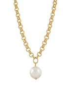 Gold Link Drop Pearl Necklace