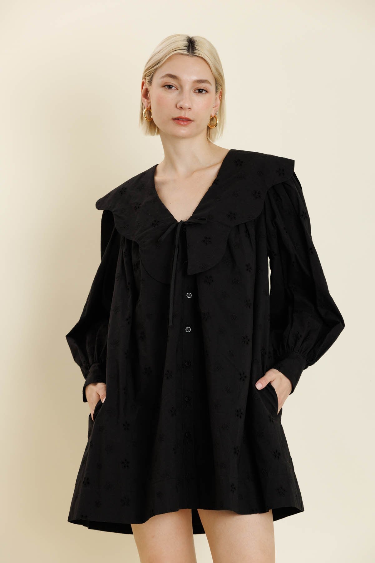 Black Scallop Collar Dress
