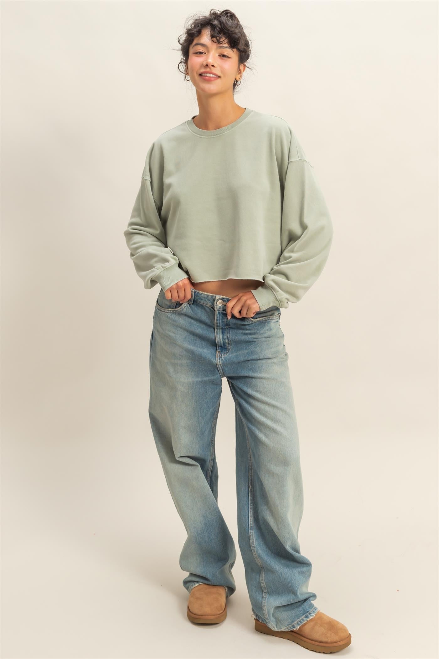 Crewneck Sweatshirt With Oversized Sleeves