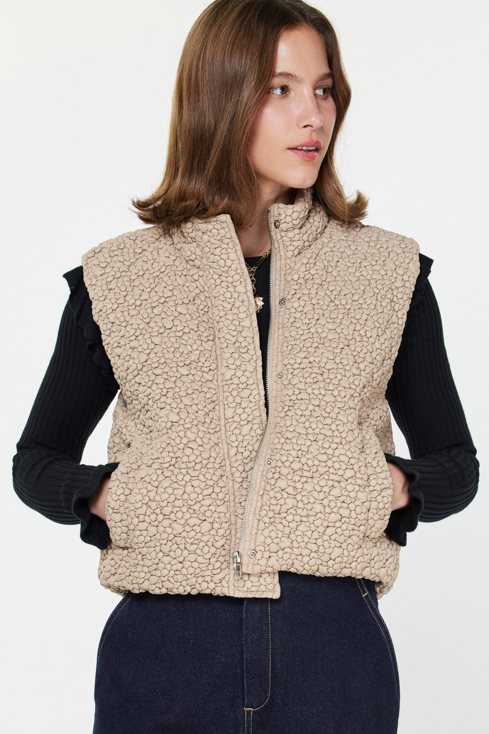 Taupe Quilted Vest
