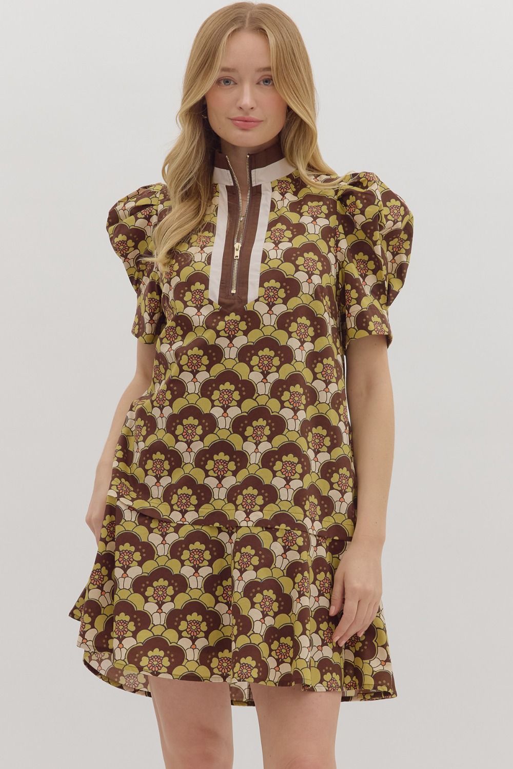 Retro Brown Floral Dress