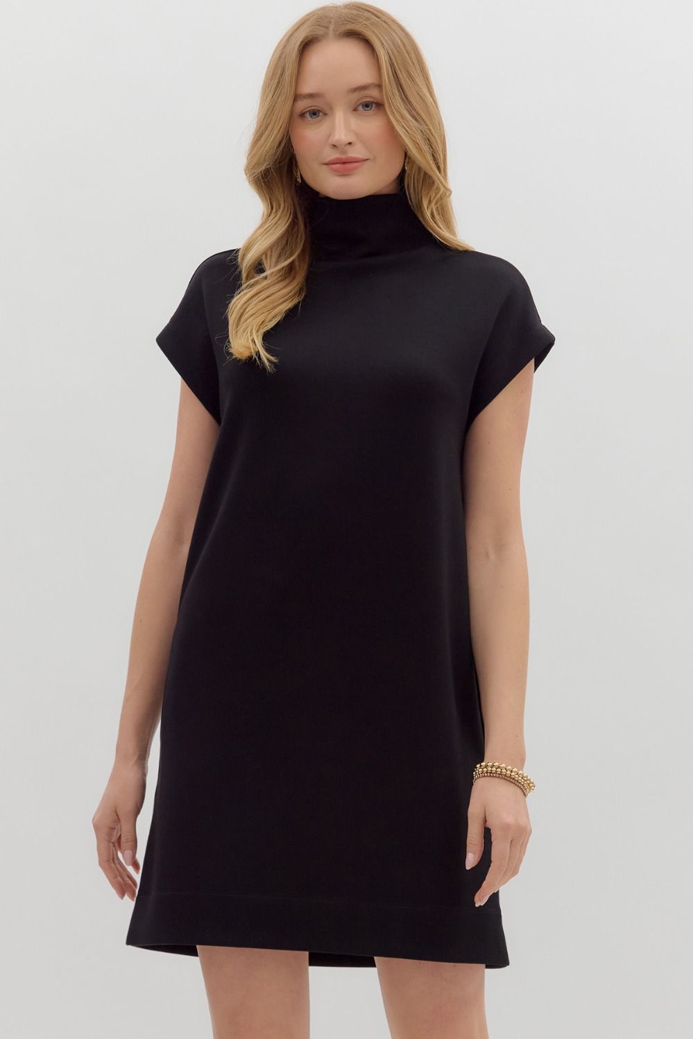 Black Mock Neck Modal Dress