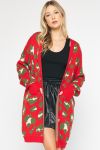 Red and Green Leopard Cardigan