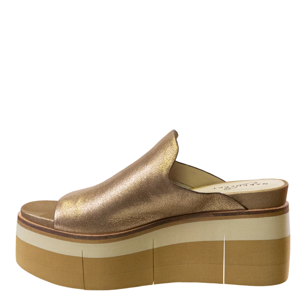 Flow Gold Platform Sandal-Naked Feet