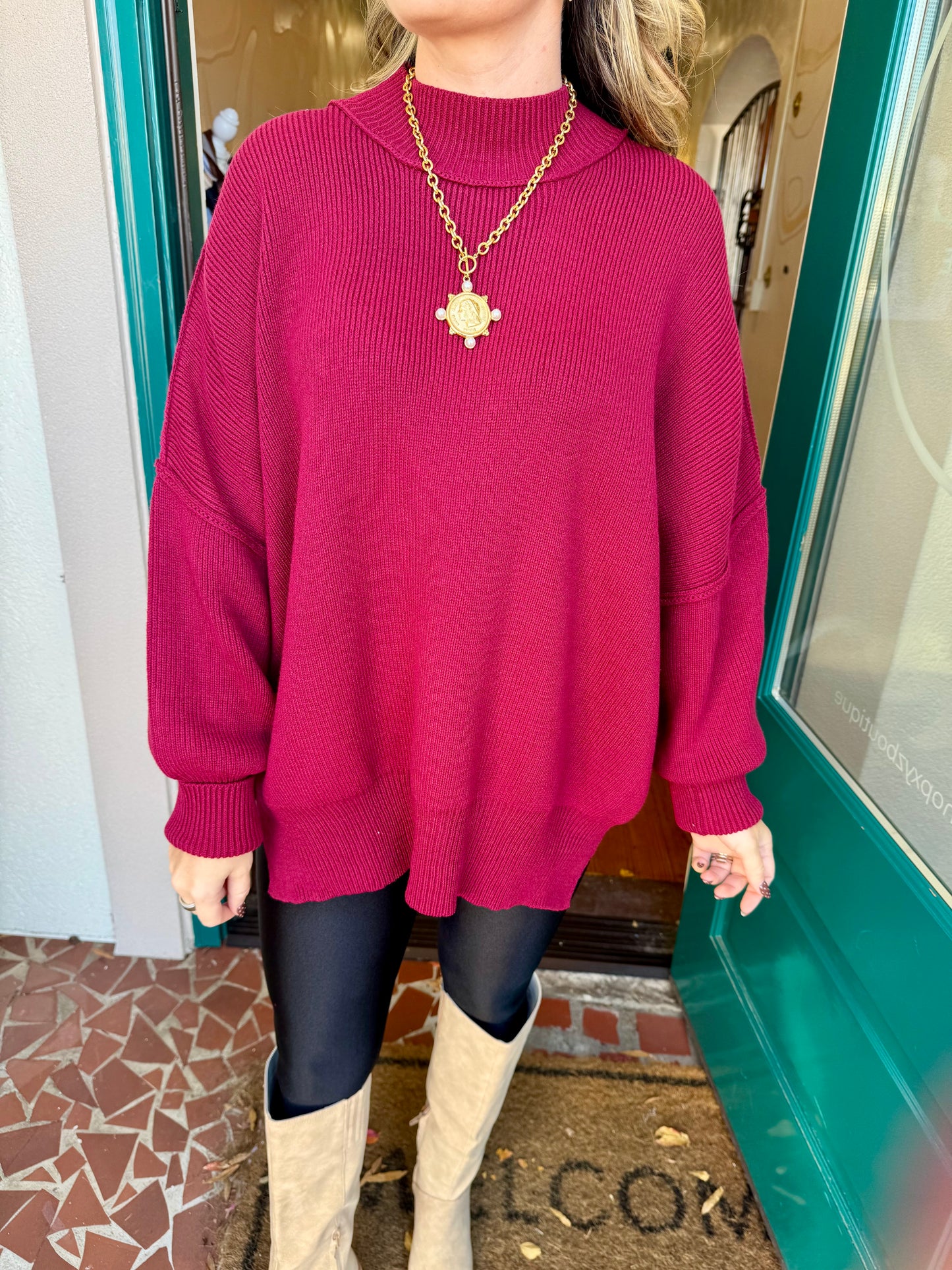 Side Slit Oversized Sweater