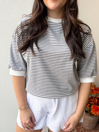 Striped Rib Banded Top-Saturday Steal