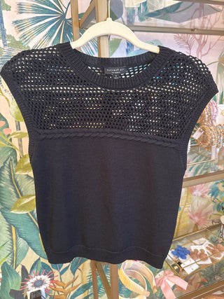 Black Round Neck Sweater Tank Top