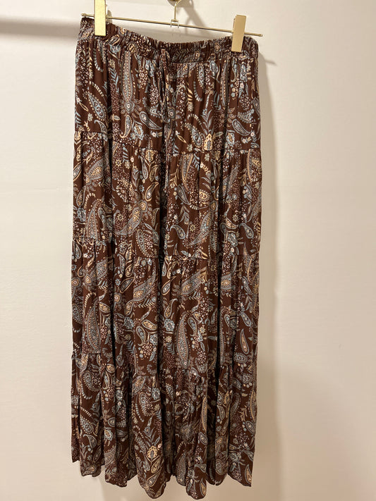 Brown Paisley Maxi Skirt