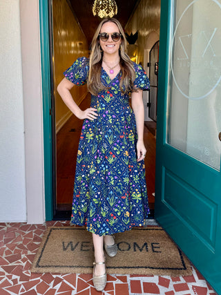 Floral Fit And Flare Flattering V Neckline Dress