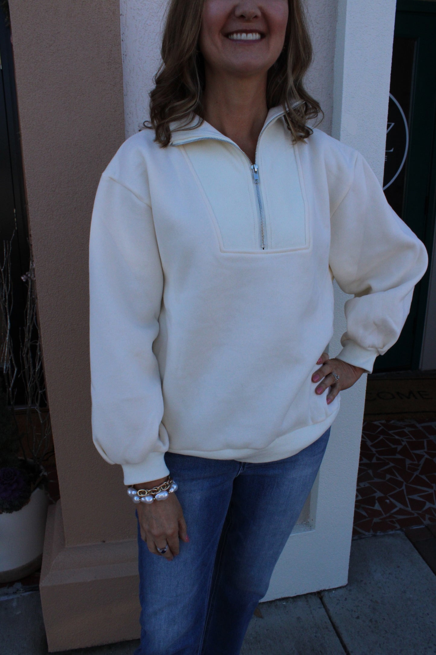 Half Zip Sweatshirt Top