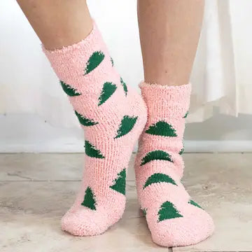 Women's Christmas Tree Snuggle Socks Pink/Green One Size