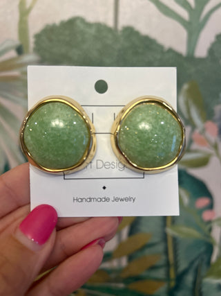 Elizabeth Mint Oval Earrings