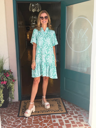 Sea Glass Flutter Short Sleeve Dress