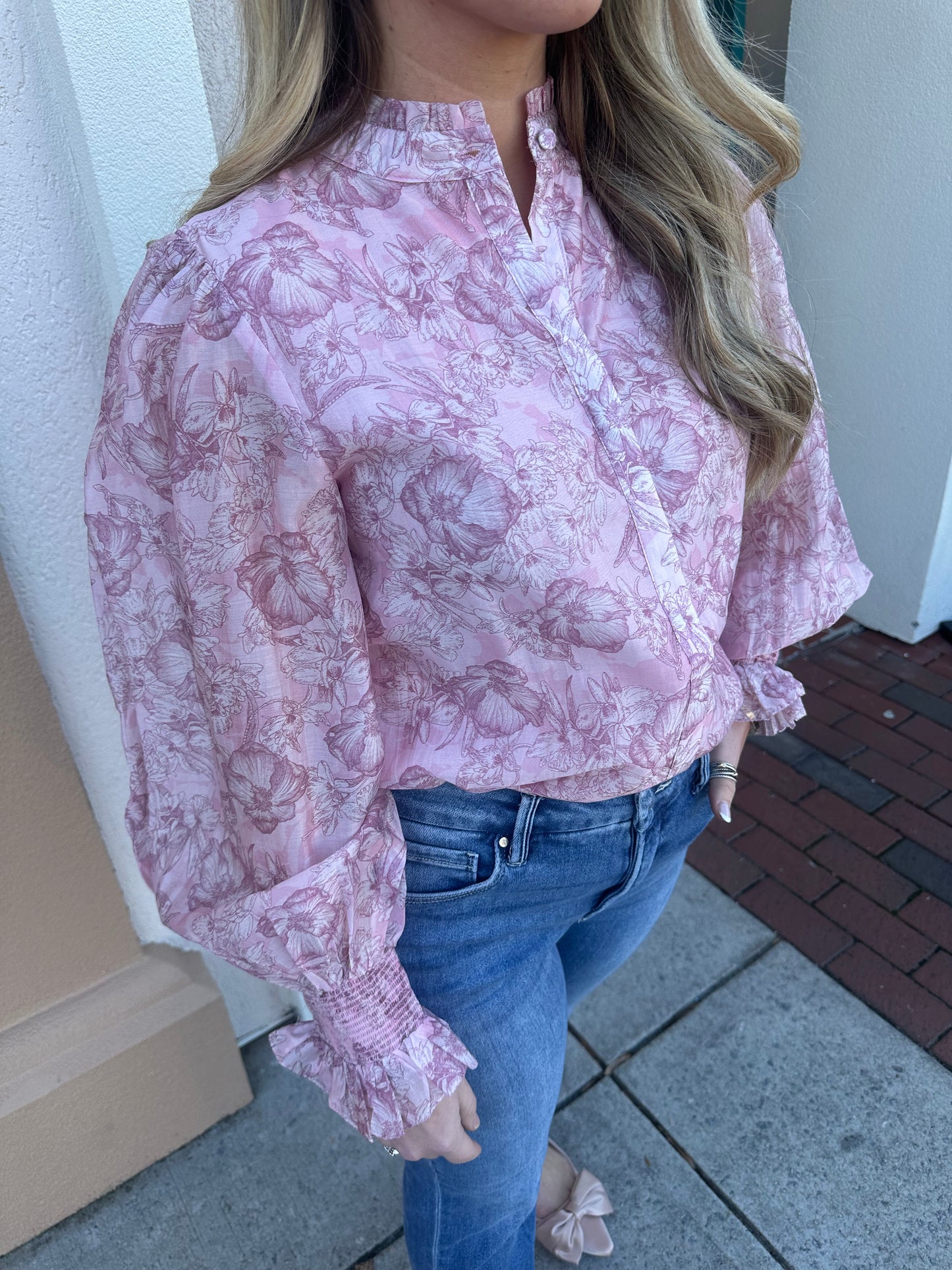 Floral Print Tencel Blend Blouse