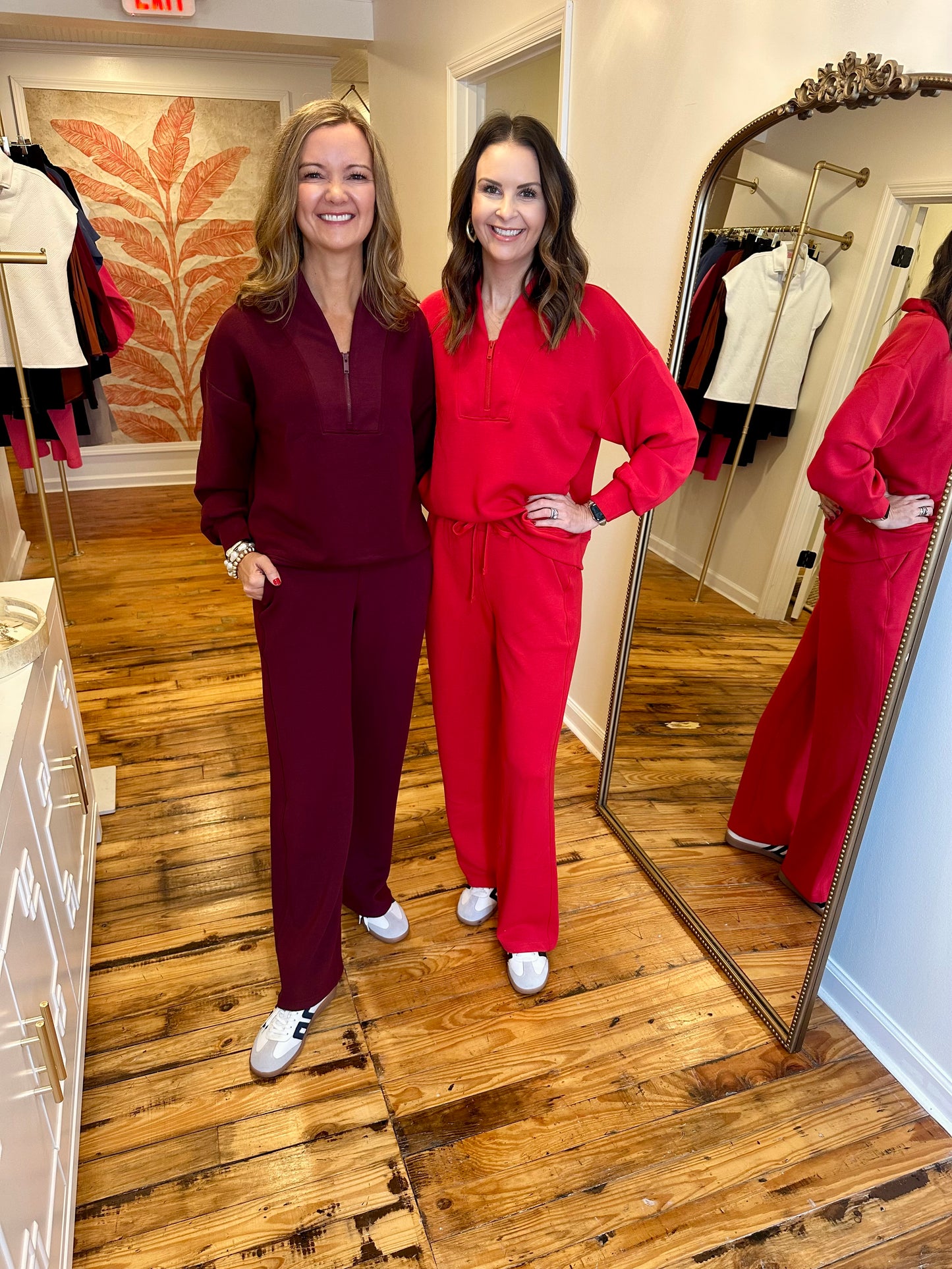 Red Modal Luxe Half Zip Set Separates