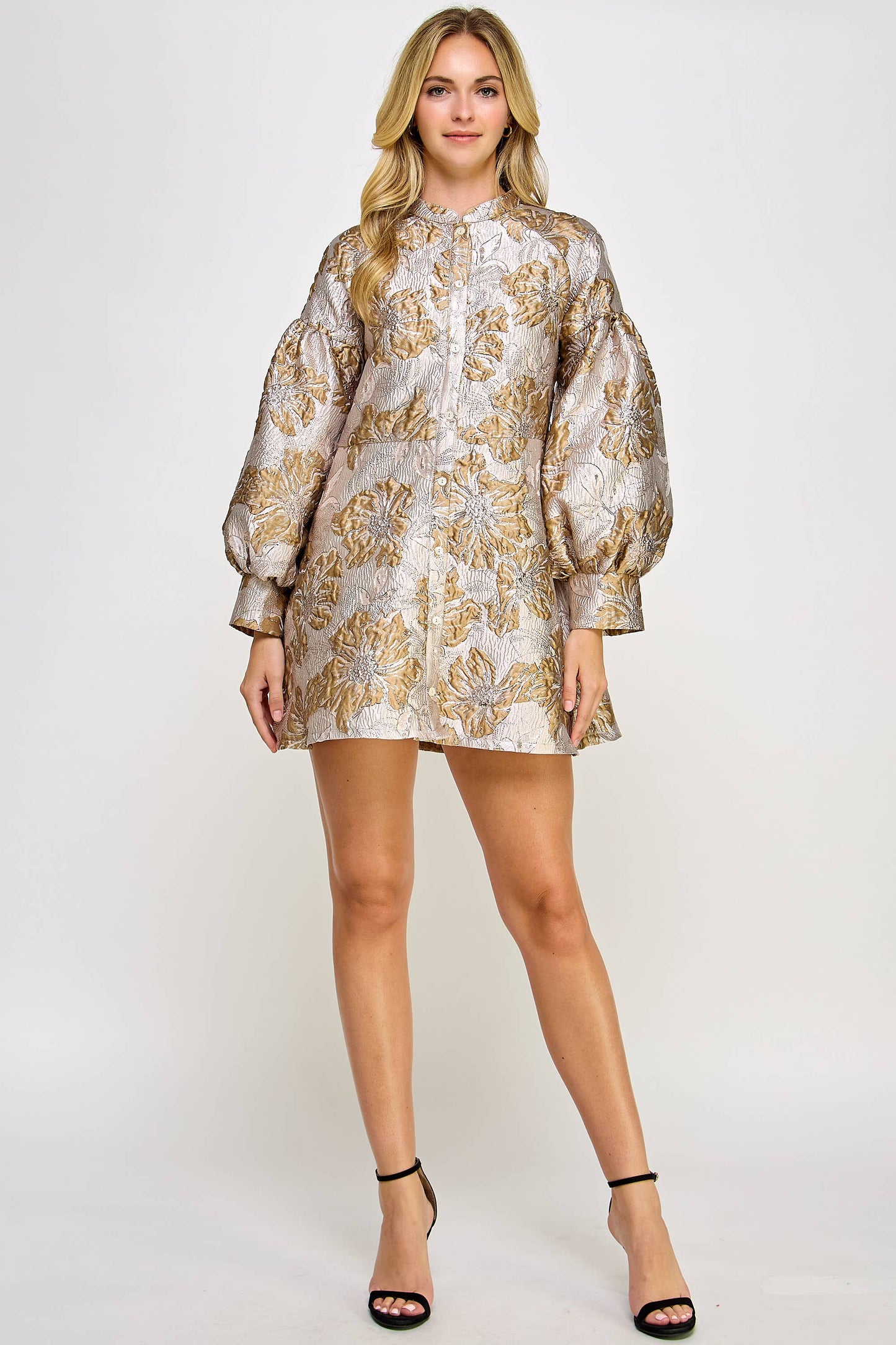 Long Sleeve Shimmer Jacquard Dress