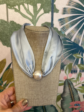 Baby Blue Pearl Scarf Necklace