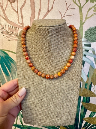 Orange Marble Beaded Necklace