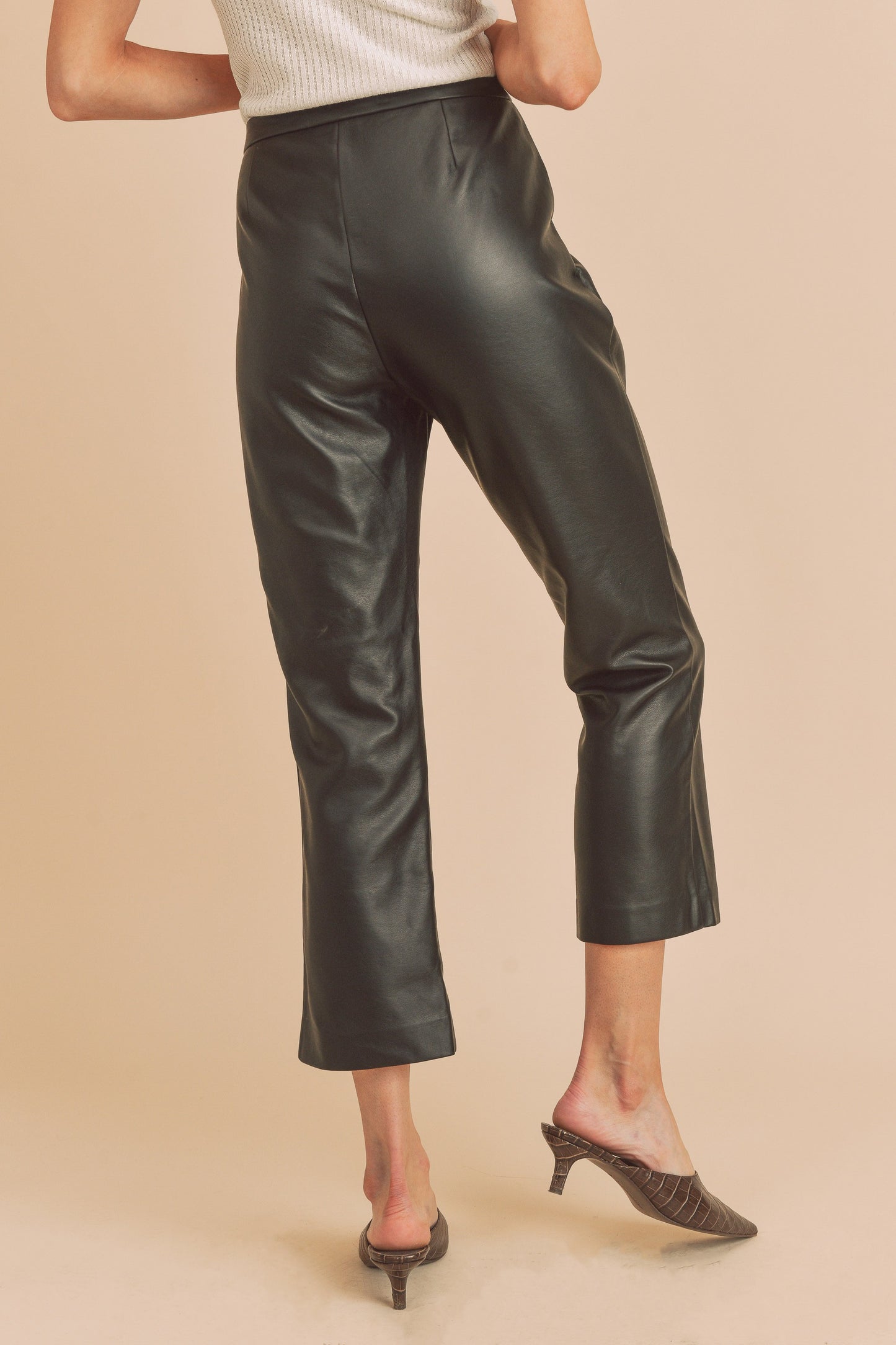 Vegan Leather Crop Flare Pants