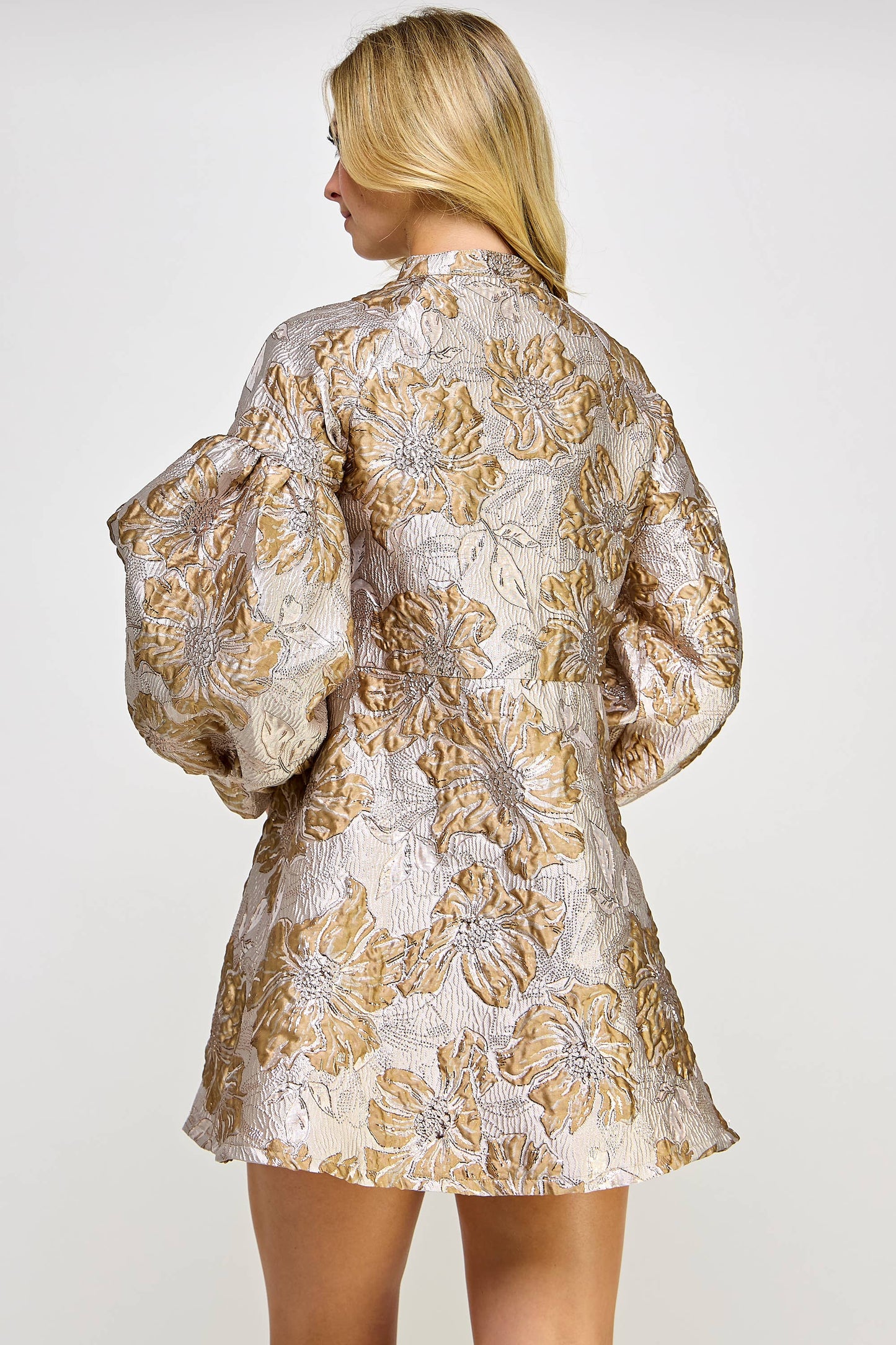 Long Sleeve Shimmer Jacquard Dress