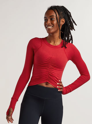 Brick Long Sleeve Tempo Ruched- Free People Movement