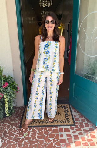 Floral Spaghetti Strap Pants Set